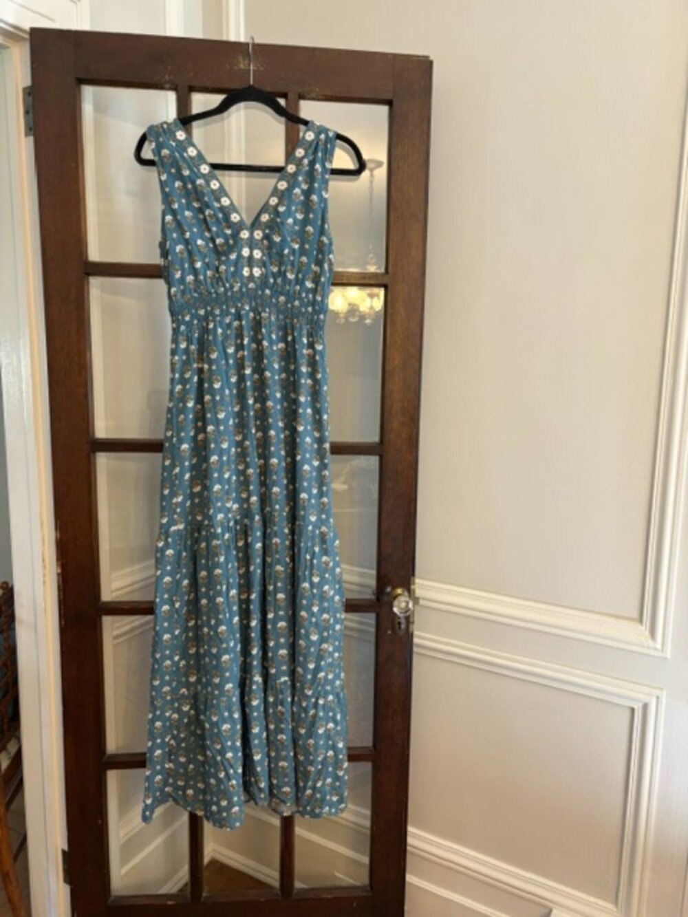 Daniel Rainn Eladia v-Neck Tiered Maxi Dress in Teal, Size Small